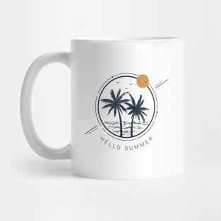 Palms And Ocean. Hello Summer. Motivational Quote. Geometric Style Mug